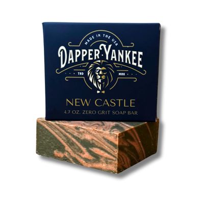 Dapper Yankee New Castle Natural Soap Bar for Men - Zero Grit, Manly Scent, Spiced Musk, Sandalwood, Tobacco, and Suede