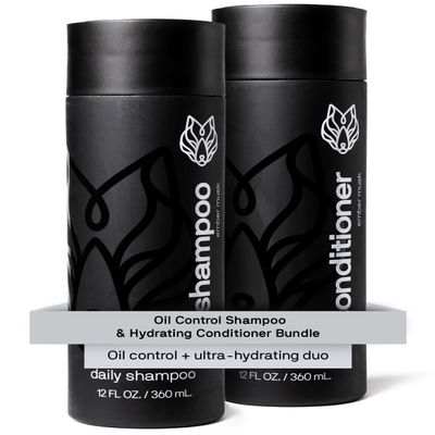 Black Wolf Mens Shampoo & Conditioner Set for Oily Hair - Oil Control Shampoo with Moisturizing & Deep Cleansing Formula - Conditioner for Soft & Silky Strands - Daily Hair Care for Men