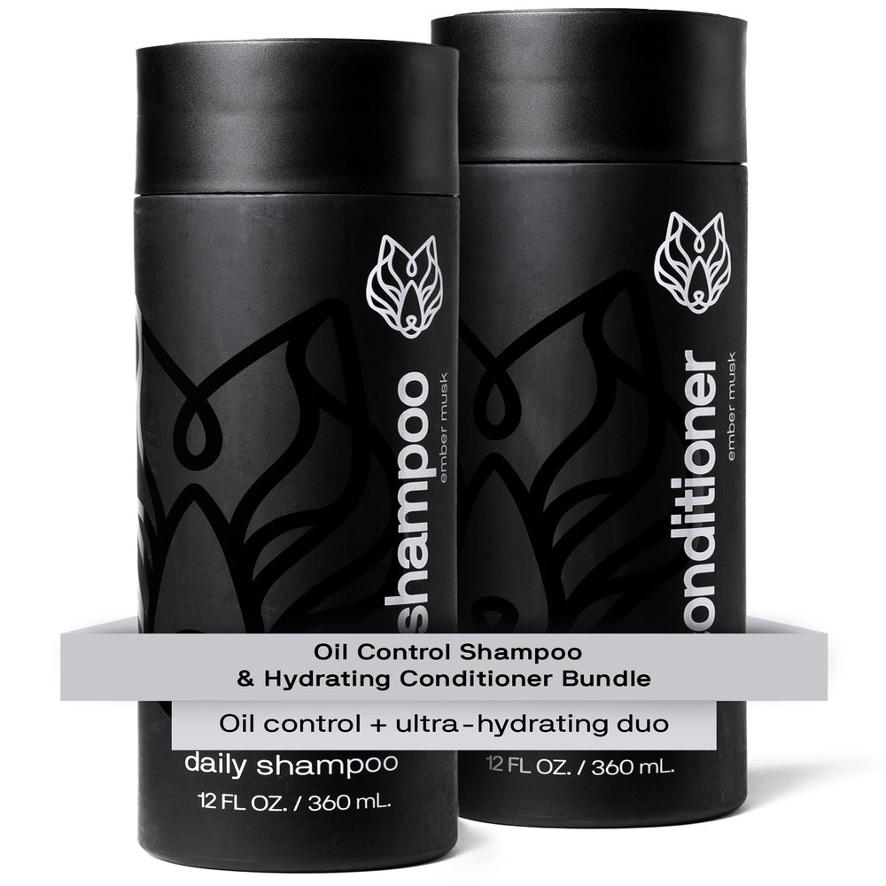 Black Wolf Mens Shampoo & Conditioner Set for Oily Hair - Oil Control Shampoo with Moisturizing & Deep Cleansing Formula - Conditioner for Soft & Silky Strands - Daily Hair Care for Men