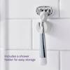 Flamingo Shaving Razor Set for Women - Razor Handle, 4 Razor Blade Refills, Shower Holder - Chrome view 3