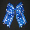 "Silver Royal Blue DOTS" Cheer Hair Bow Pony Tail 3 Inch Ribbon Cheerleading view 1