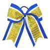 "Confetti Royal Blue Yellow" Cheer Bow Tail 3" Ribbon Hair Bows Cheerleading view 1