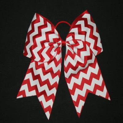 "Chevron Red" Cheer Bow Pony Tail 3 Inch Ribbon Girls Hair Cheerleading