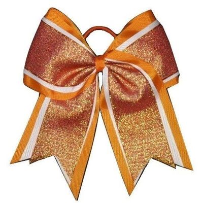 "Shimmer Orange" Cheer Bow Pony Tail 3" Ribbon Girls Hair Bows Cheerleading