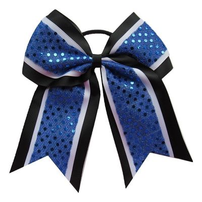 "Confetti Royal Black" Cheer Bow Pony Tail 3" Ribbon Hair Bows Cheerleading