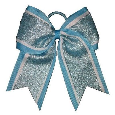 "Shimmer Blue" Cheer Bow Pony Tail 3" Ribbon Girls Hair Bows Cheerleading