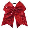 "Fancy Sequin Red" Cheer Bow Pony Tail 3" Ribbon Girls Hair Bow Cheerleading view 1