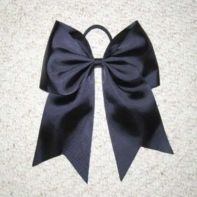 "BLACK" Cheer Bow Pony Tail 3 Inch Ribbon Girls Hair Bows Cheerleading Dance