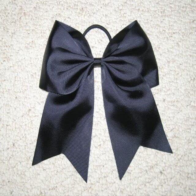 "BLACK" Cheer Bow Pony Tail 3 Inch Ribbon Girls Hair Bows Cheerleading Dance