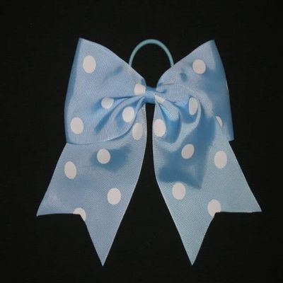 "Polka-DOT Light Blue" Cheer Bow Pony Tail 3" Ribbon Girls Hair Cheerleading