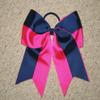 "Two-Tone Navy & Pink" Cheer Bow Pony Tail 3" Ribbon Girls Hair Cheerleading view 1