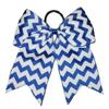 "Chevron Royal Blue" Cheer Bow Pony Tail 3" Ribbon Girls Hair Cheerleading view 1