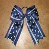 "Silver Navy DOTS" Cheer Hair Bow Pony Tail 3 Inch Ribbon Girls Cheerleading view 1