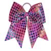 "Rainbow FOIL DOTS Pink" Cheer Bow Pony Tail Ribbon Hair Bows Cheerleading view 1