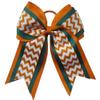"Orange Teal Chevron" Cheer Hair Bow Pony Tail 3" Ribbon Girls Cheerleading view 1