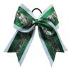 "Sequin Glitter Green White" Cheer Bow 3" Ribbon Girls Hair Cheerleading view 1