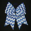 "Chevron Regular Blue" Cheer Bow Pony Tail 3" Ribbon Girls Hair Cheerleading view 1