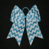 "Chevron Teal Blue" Cheer Bow Pony Tail 3" Ribbon Girls Hair Cheerleading view 1
