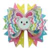"CHEVRON BUNNY" Easter Ribbon Sculpture Hair Bow Alligator Clip Girls Rabbit view 1