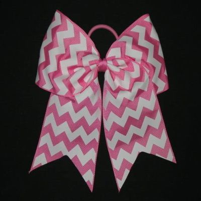 "Chevron Rose Pink" Cheer Bow Pony Tail 3" Ribbon Girls Hair Cheerleading