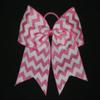 "Chevron Rose Pink" Cheer Bow Pony Tail 3" Ribbon Girls Hair Cheerleading view 1
