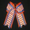 "Orange Blue Chevron" Cheer Hair Bow Pony Tail 3" Ribbon Girls Cheerleading view 1