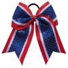 "Confetti Red White Blue" Cheer Bow Tail 3" Ribbon Hair Bows Cheerleading view 1