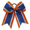 "Confetti Orange Blue" Cheer Bow Pony Tail 3" Ribbon Hair Bows Cheerleading view 1