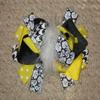 "Damask Yellow" Fur Hairbow Alligator Clips Girls Ribbon Hair Bows 5.5 Inch view 1