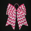 "Chevron Hot Pink" Cheer Bow Pony Tail 3" Ribbon Girls Hair Cheerleading view 1