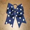 "POLKA-DOT NAVY BLUE" Cheer Bow Pony Tail 3" Ribbon Girls Hair Cheerleading view 1