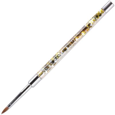 PANA Kolinsky 3D Acrylic Nail Brushes with Liquid Glitter Handle - For Professional Acrylic Powder Liquid Manicure Pedicure (Gold Color, Size #5)