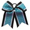 "Confetti Aqua Black" Cheer Bow Pony Tail 3" Ribbon Hair Bows Cheerleading view 1