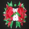 "SNOWMAN" Snowflakes Alligator Clips Girls Ribbon Hair Bows Christmas Day view 1