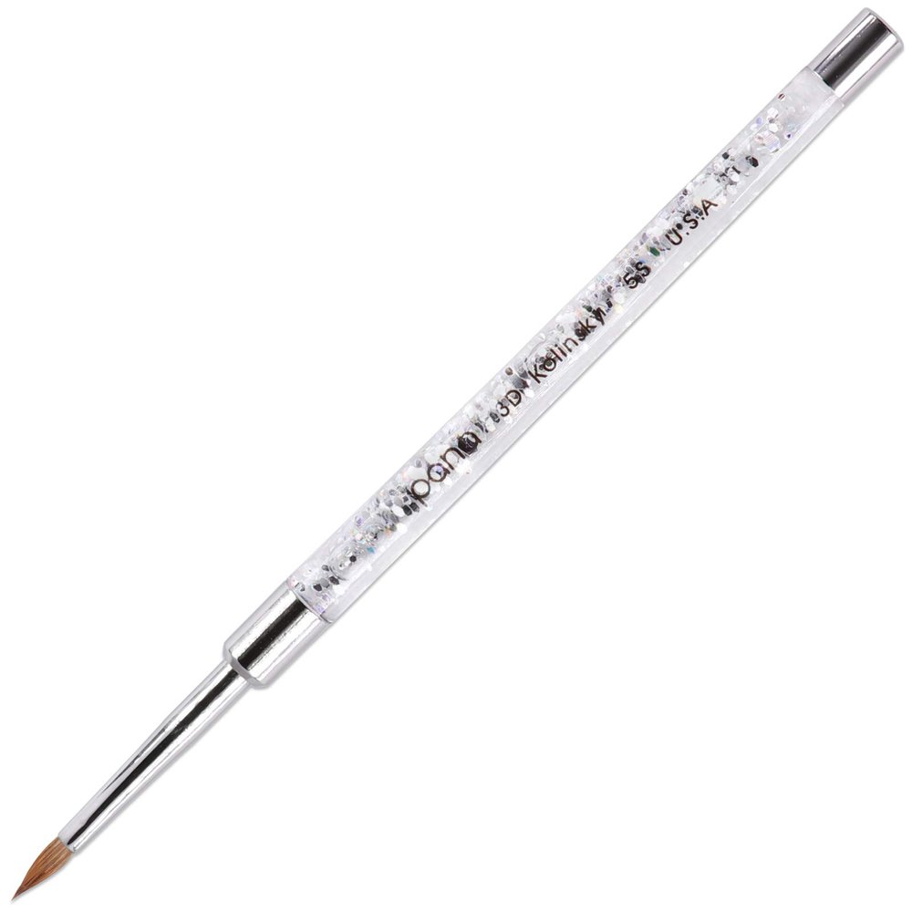 PANA 3D Kolinsky Nail Art Brush - Silver Glitter Handle, Size 5 - Acrylic Nail Art Sculpture Brush for Manicures Pedicure Salon Professional or Beginner