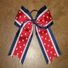 "Patriotic DOTS" Cheer Hair Bow Pony Tail 3 Inch Ribbon Girls Cheerleading view 1