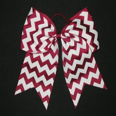 "Chevron Burgundy" Cheer Bow Pony Tail 3" Ribbon Girls Hair Cheerleading