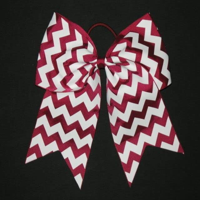 "Chevron Burgundy" Cheer Bow Pony Tail 3" Ribbon Girls Hair Cheerleading