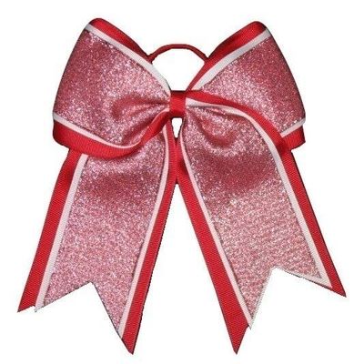 "Shimmer Red" Cheer Bow Pony Tail 3 Inch Ribbon Girls Hair Bows Cheerleading