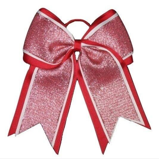 "Shimmer Red" Cheer Bow Pony Tail 3 Inch Ribbon Girls Hair Bows Cheerleading