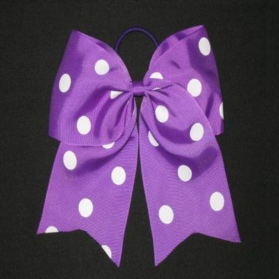 "Polka-DOT Purple" Cheer Bow Pony Tail 3 Inch Ribbon Girls Hair Cheerleading