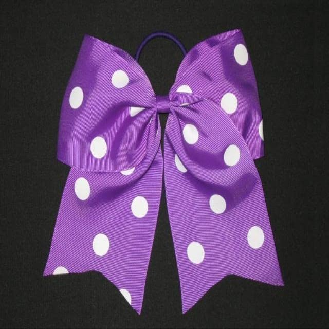 "Polka-DOT Purple" Cheer Bow Pony Tail 3 Inch Ribbon Girls Hair Cheerleading