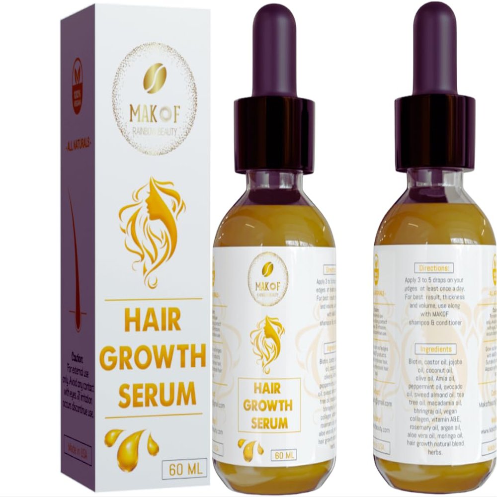 Edges Growth Serum. Great for loss of edges, edges loss from tight braids, wigs and glue. Formulated with naturals oils to regrow hair line, Increase Hair Density around edges. over 52 herbs & oils.