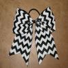 "Chevron Black" Cheer Bow Pony Tail 3 Inch Ribbon Girls Hair Cheerleading view 1