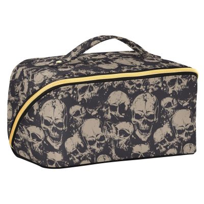 Makeup Organizer Bag, Grunge Skulls Travel Makeup Bags Makeup Vanity Case Large Capacity Rhombus Cosmetic Toiletry Bag for Girl Women Ladies