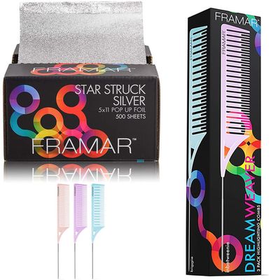 Framar Star Struck Silver Pop Up Hair Foil - Framar Dreamweaver Highlight Comb Set