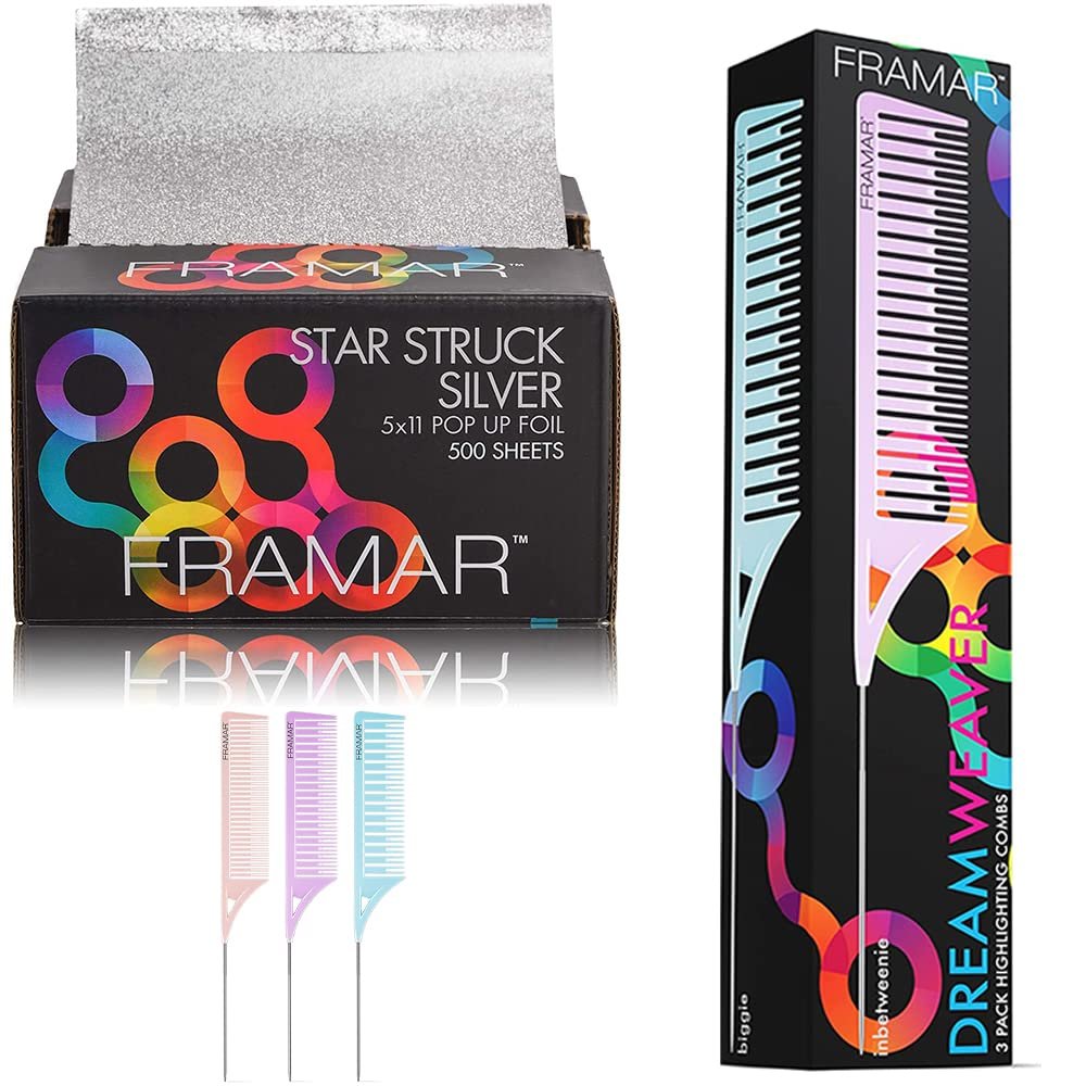 Framar Star Struck Silver Pop Up Hair Foil - Framar Dreamweaver Highlight Comb Set