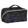 Makeup Organizer Bag, Colorful Neon Cat Heads Travel Makeup Bags Makeup Vanity Case Large Capacity Rhombus Cosmetic Toiletry Bag for Girl Women Ladies view 1