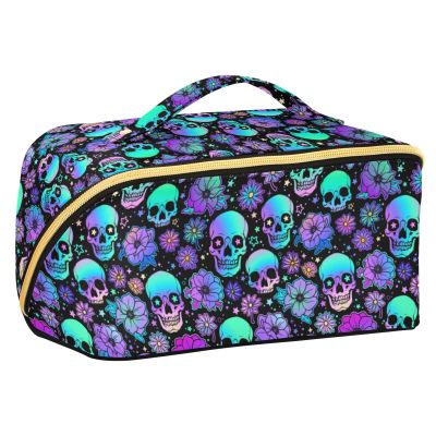 Makeup Organizer Bag, Funny Skulls Travel Makeup Bags Makeup Vanity Case Large Capacity Rhombus Cosmetic Toiletry Bag for Girl Women Ladies
