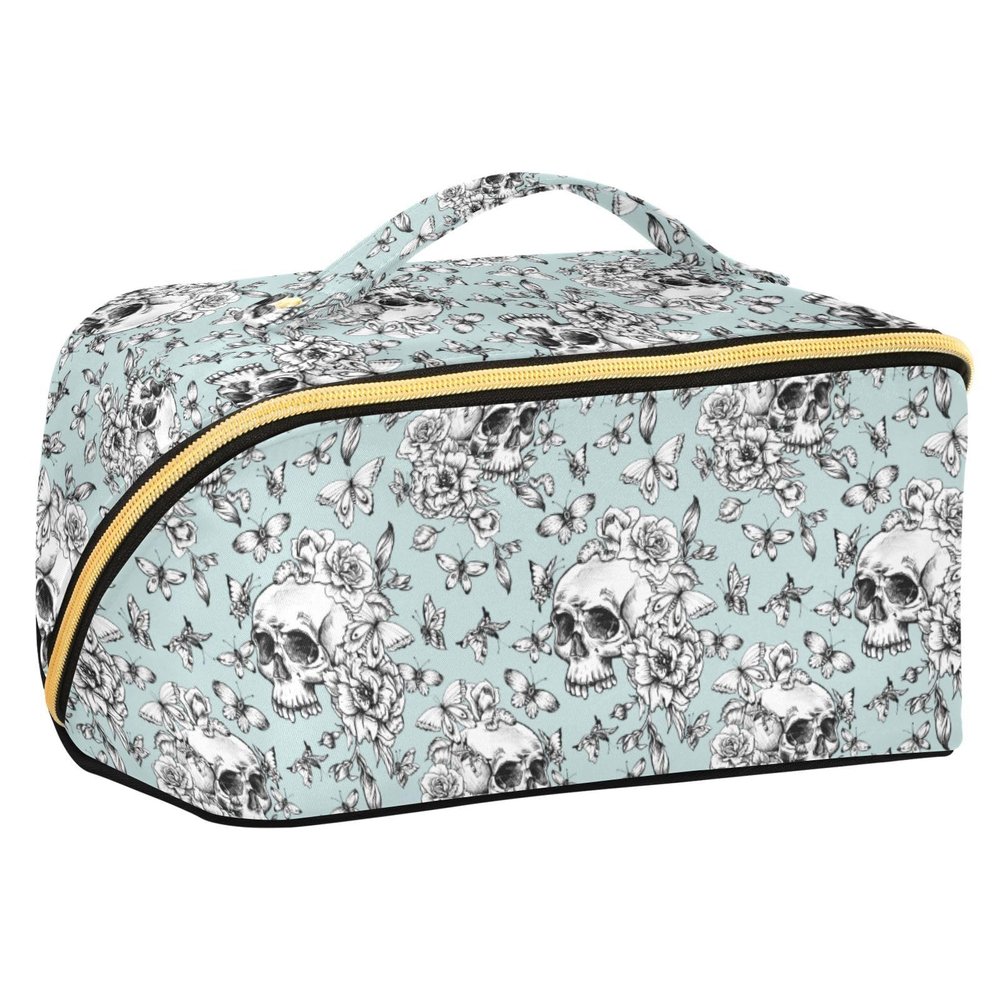 Makeup Organizer Bag, Vintage Goth Skull Travel Makeup Bags Makeup Vanity Case Large Capacity Rhombus Cosmetic Toiletry Bag for Girl Women Ladies